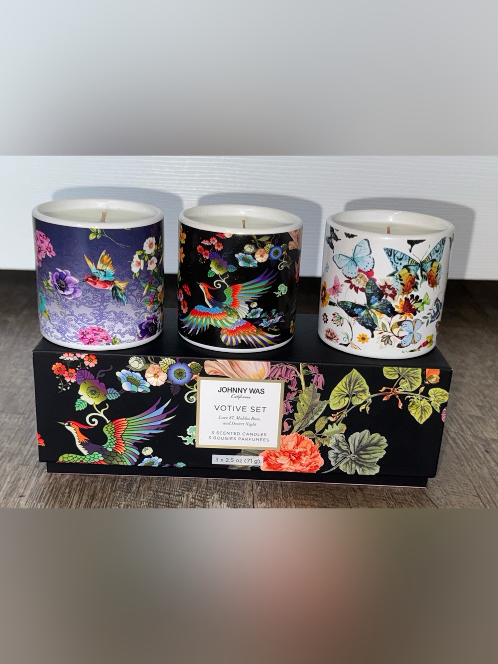 Johnny Was Set of 3 Scented Votive Candles, Coconut Soy Wax Blend, MSRP: $118